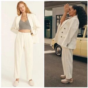 J. Crew Cream High-Waist Wide-Leg Trousers